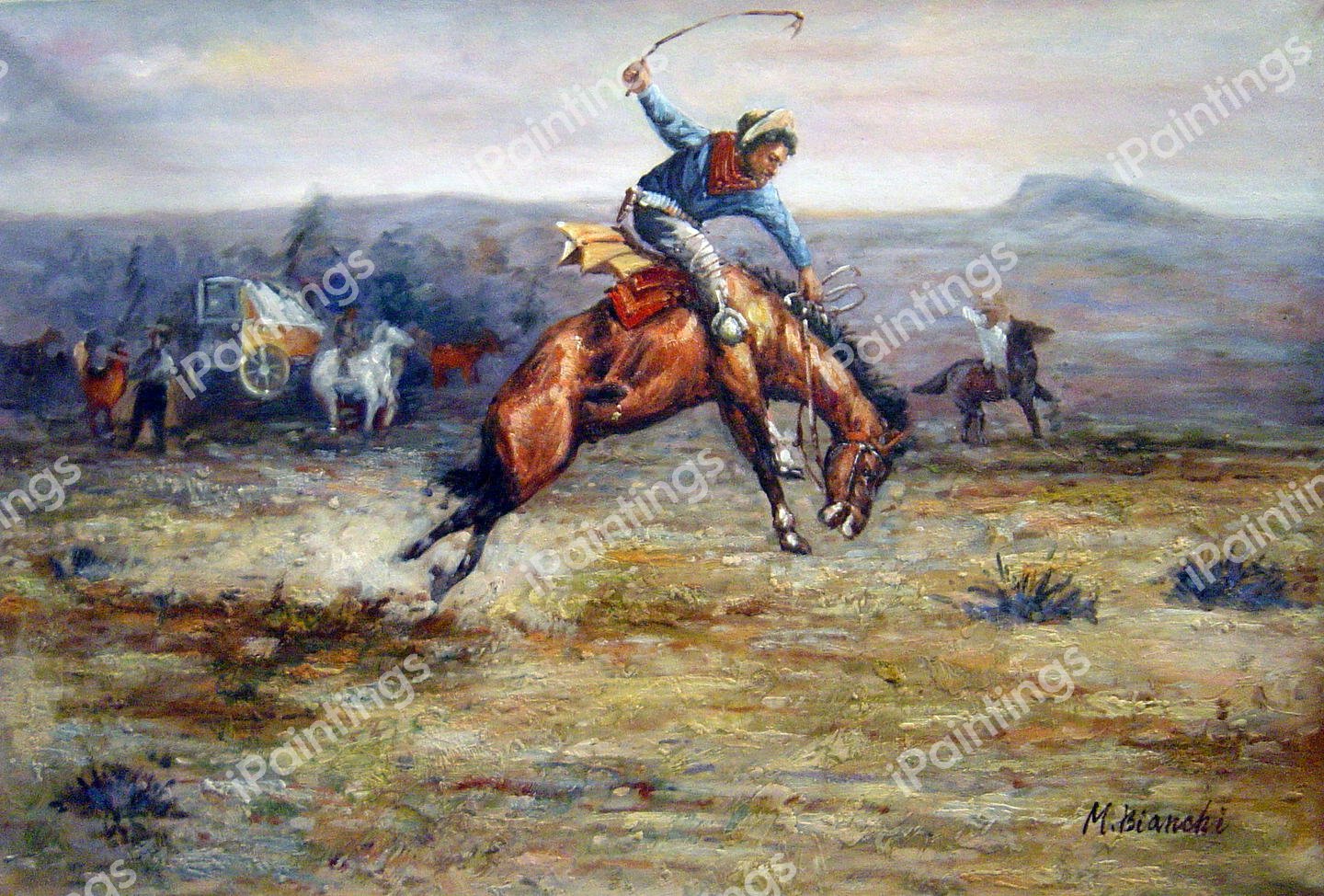 Bucking Bronco. The painting by Charles Marion Russell