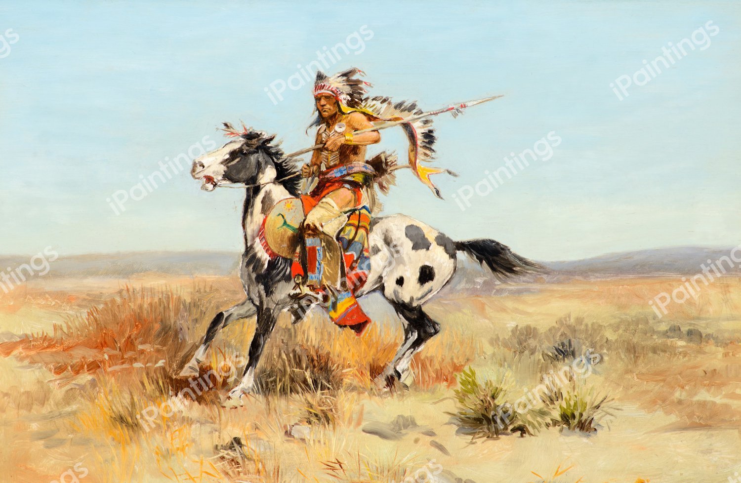Dakota Chief. The painting by Charles Marion Russell