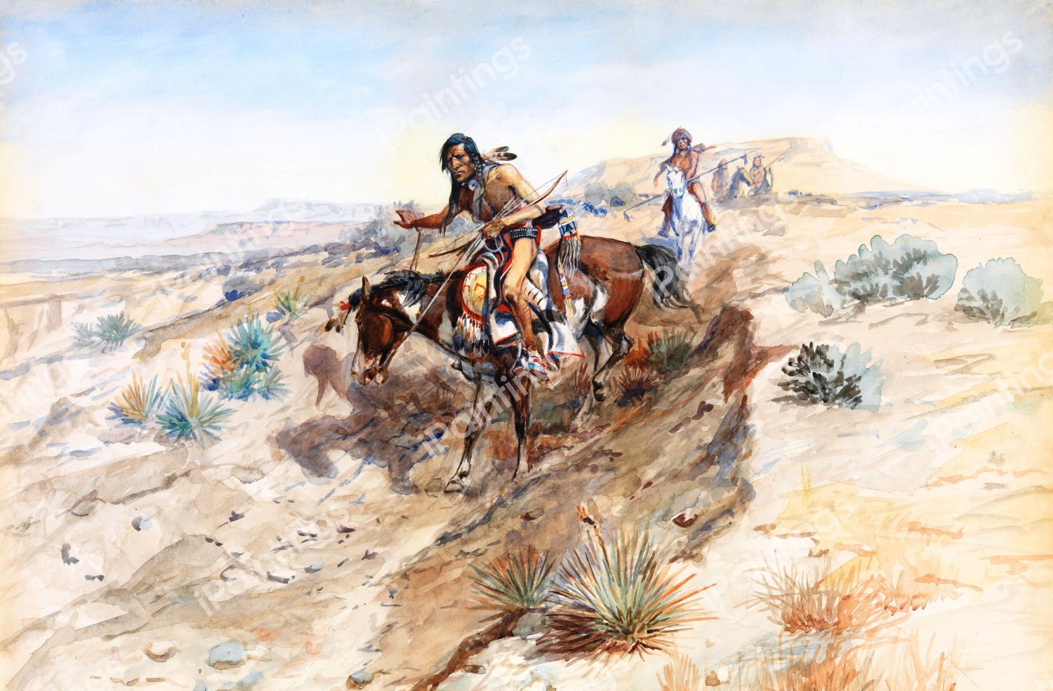 Indian Braves. The painting by Charles Marion Russell