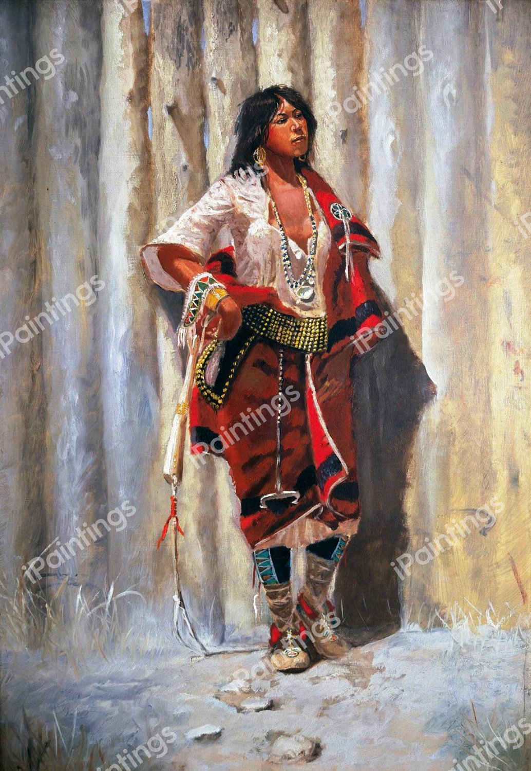 Indian Maiden. The painting by Charles Marion Russell