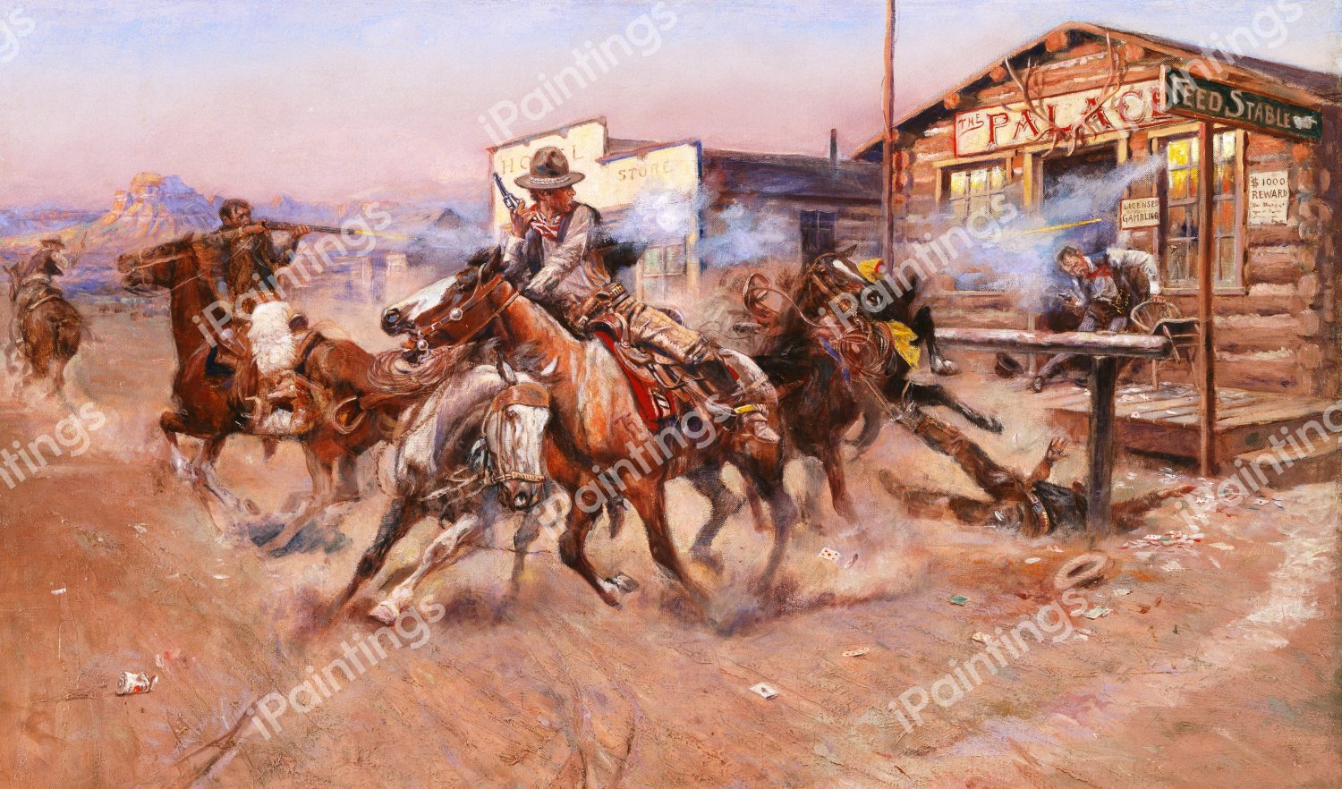 Smoke of a .45. The painting by Charles Marion Russell