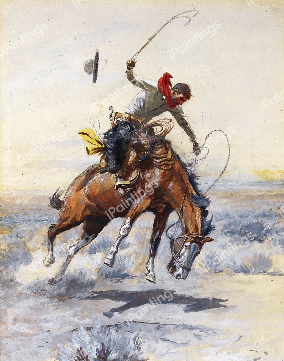 The Bucker. The painting by Charles Marion Russell