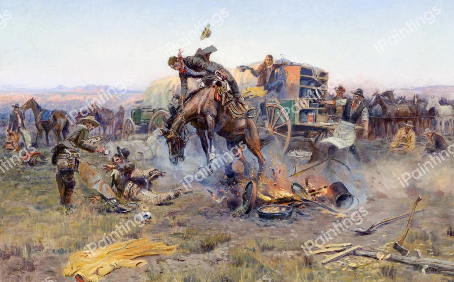 The Camp Cook's Troubles. The painting by Charles Marion Russell