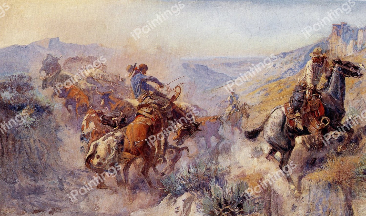 The Mix Up. The painting by Charles Marion Russell