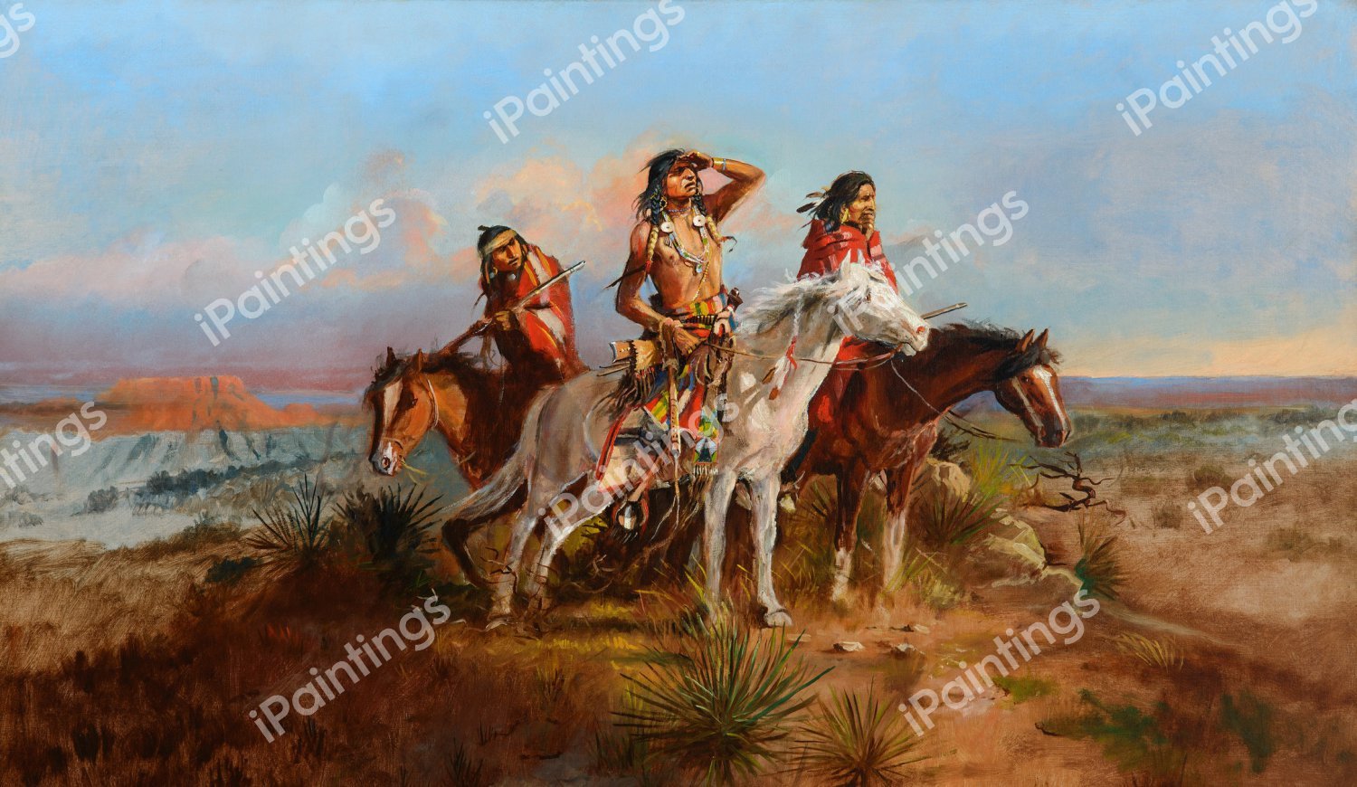 The Scouting Party. The painting by Charles Marion Russell