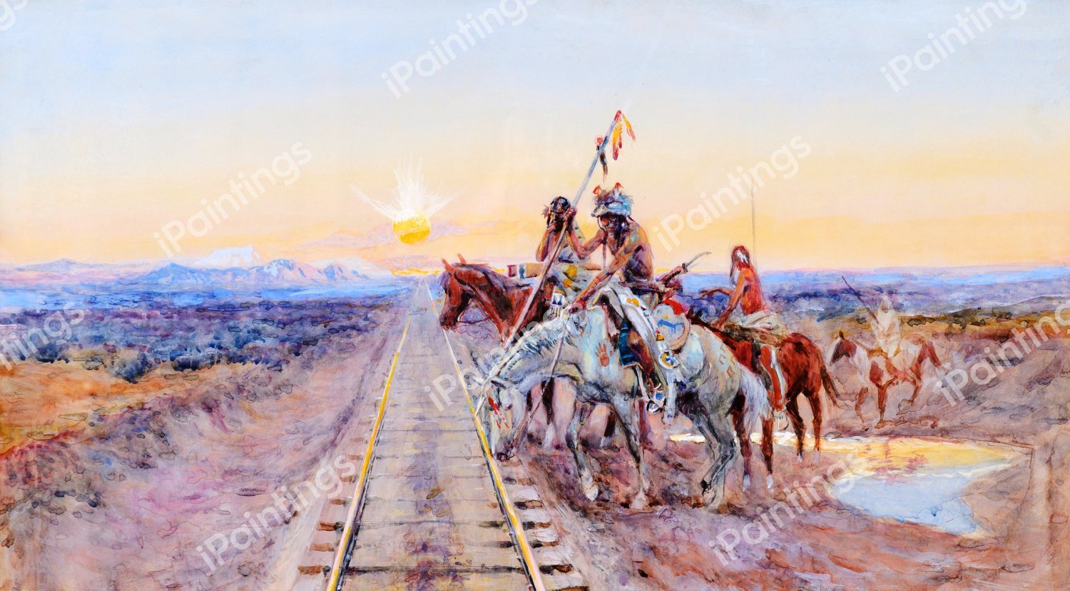 Trail of the Iron Horse Painting by Charles Marion Russell Reproduction