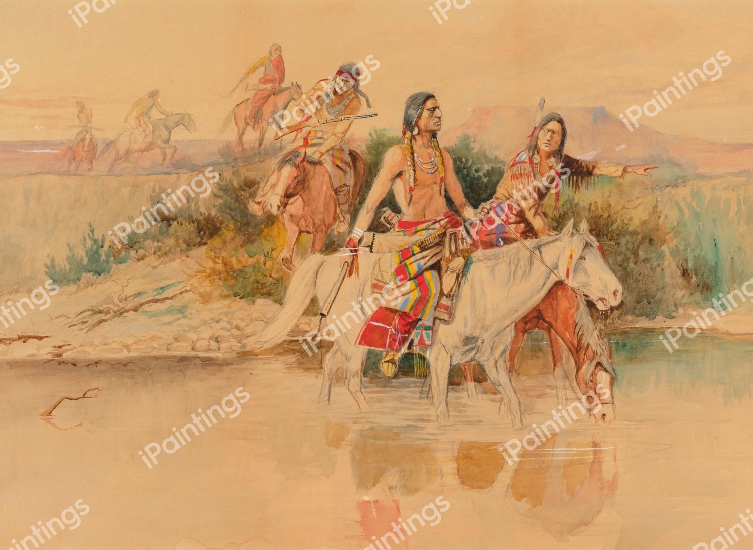 War Party. The painting by Charles Marion Russell