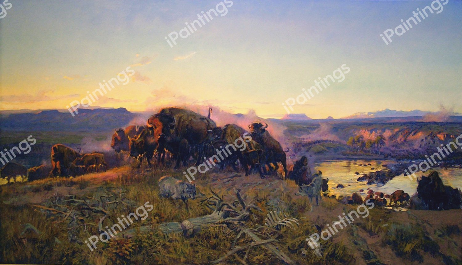 When The Land Belonged to God. The painting by Charles Marion Russell