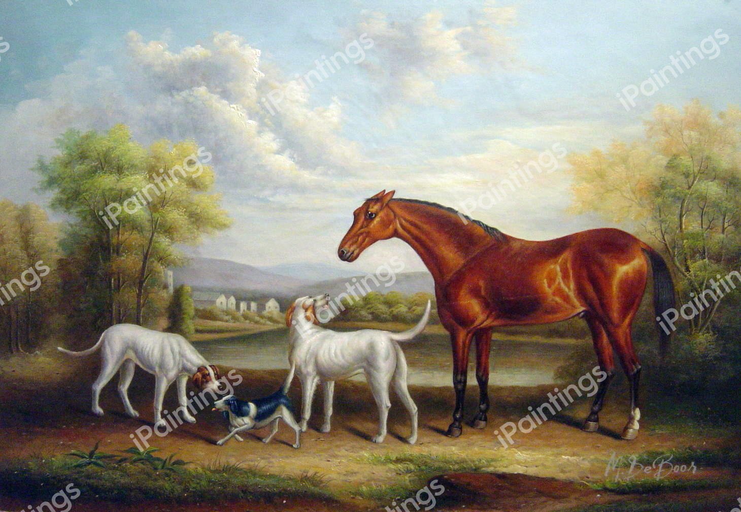 Bay Hunter And Dogs. The painting by Charles Towne