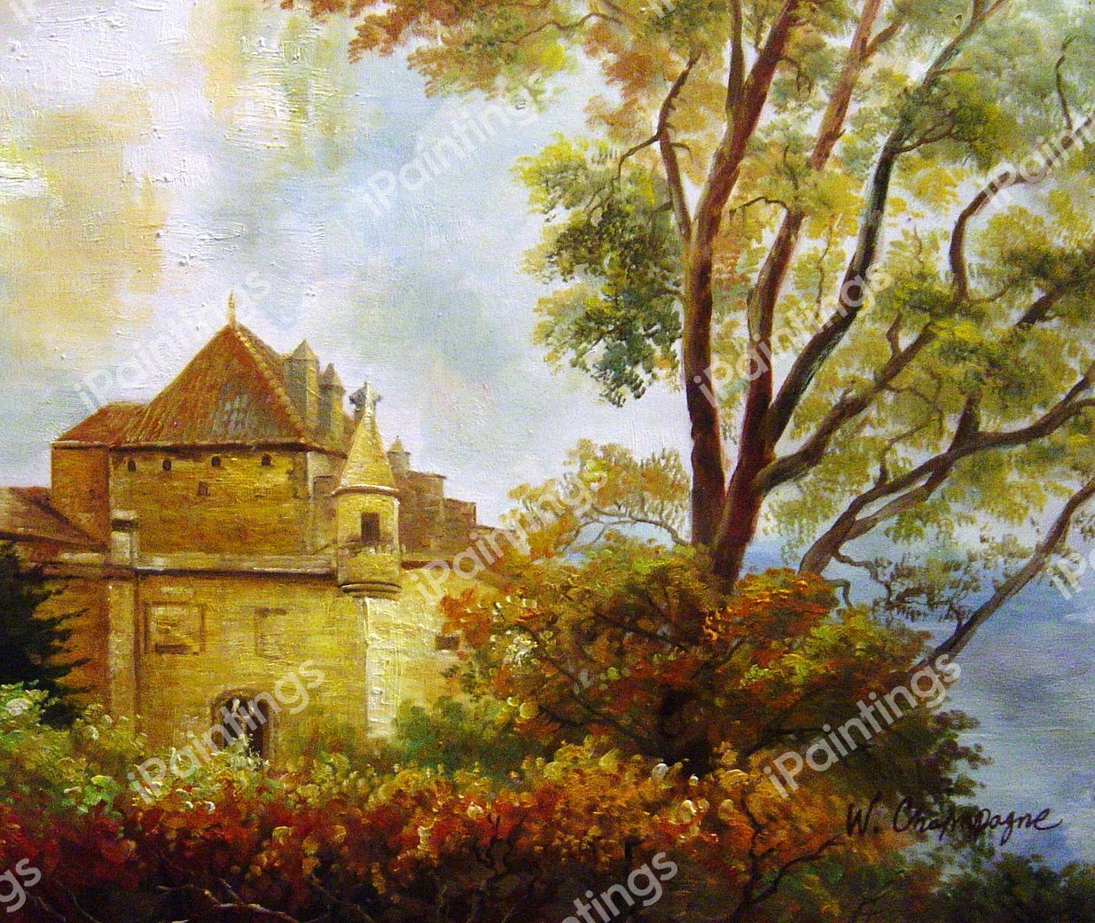 Charming Swiss Castle. The painting by Our Originals
