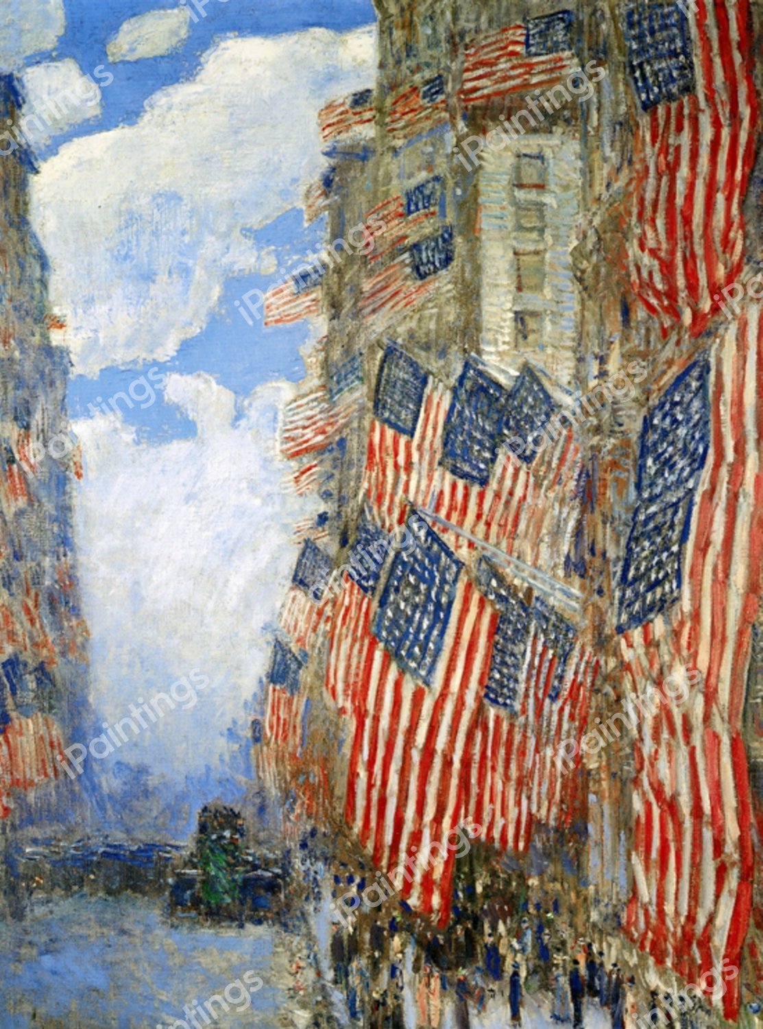 A Celebratinon on the Fourth of July, 1916. The painting by Childe Hassam