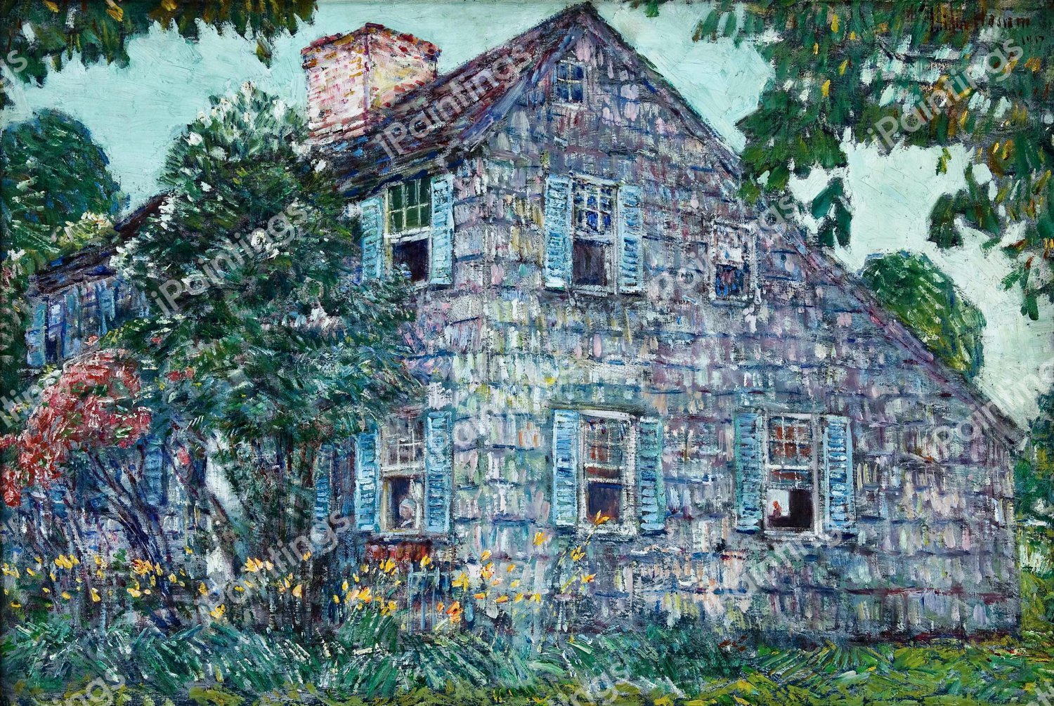 An Old House, East Hampton. The painting by Childe Hassam