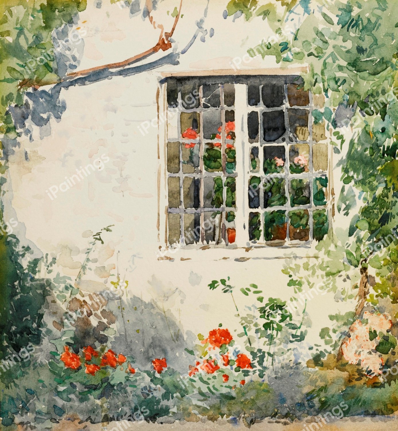Flowers Against a White Wall . The painting by Childe Hassam