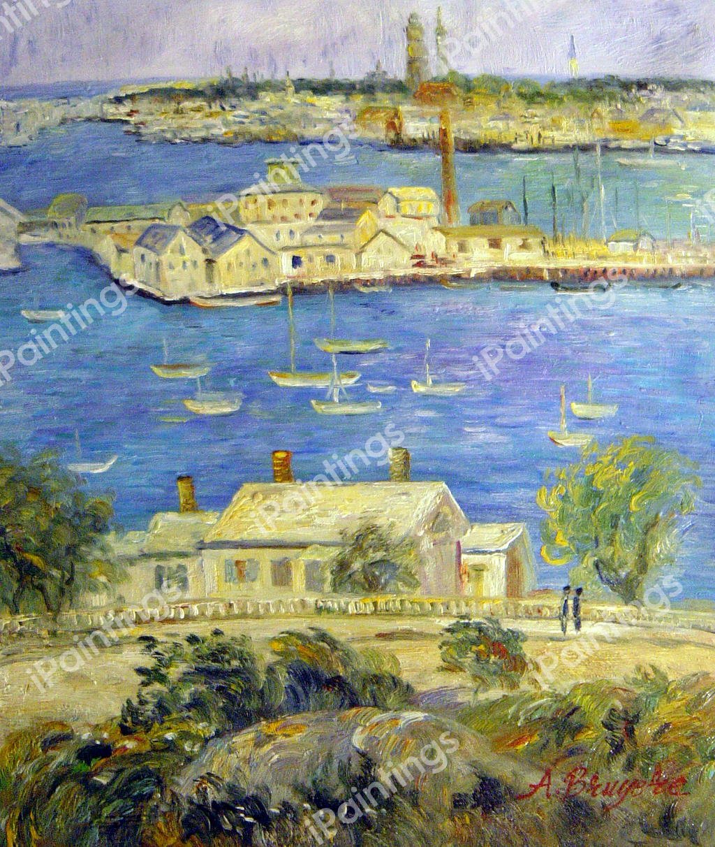 Gloucester Harbor. The painting by Childe Hassam