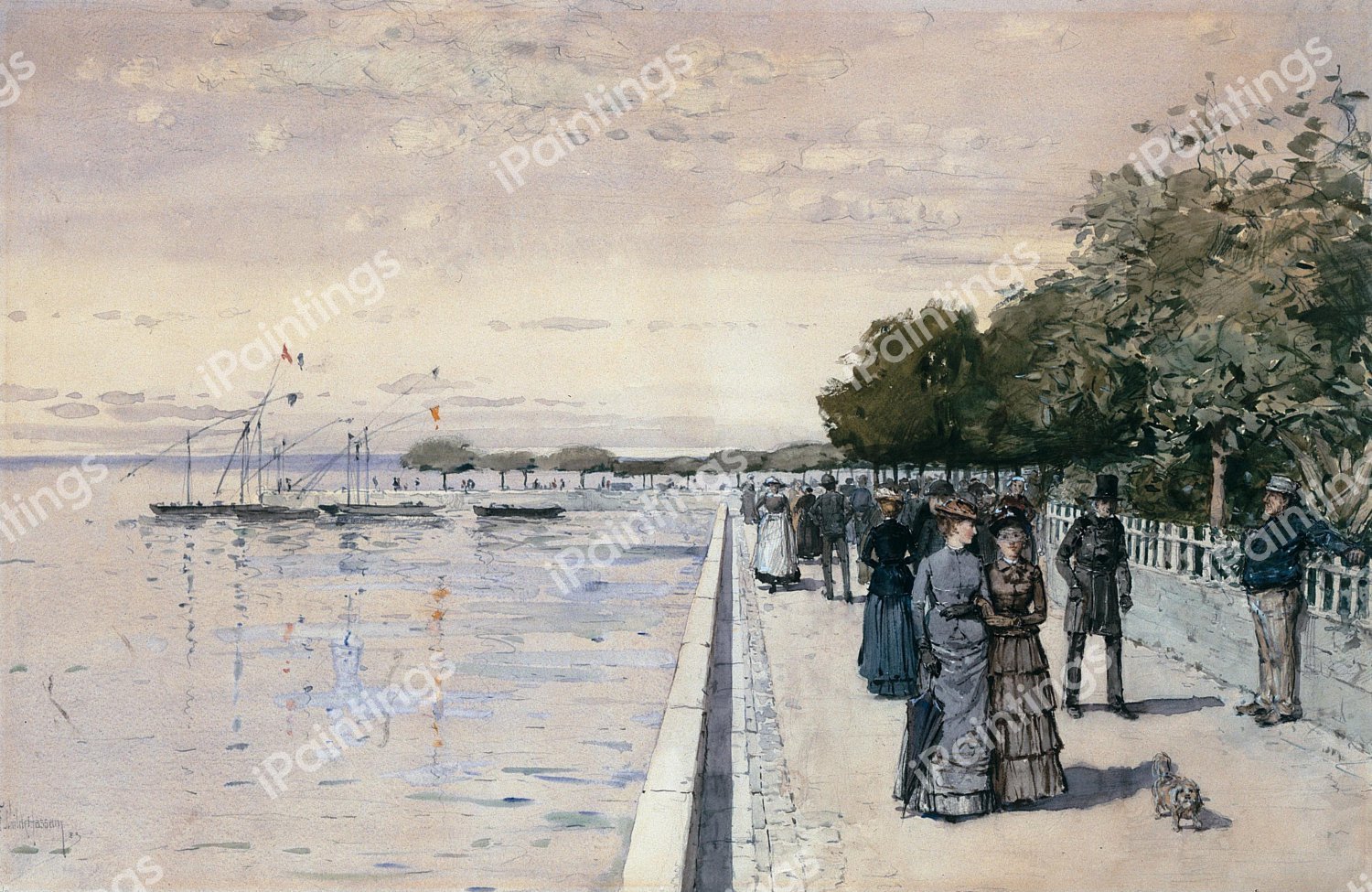 Promenade. The painting by Childe Hassam