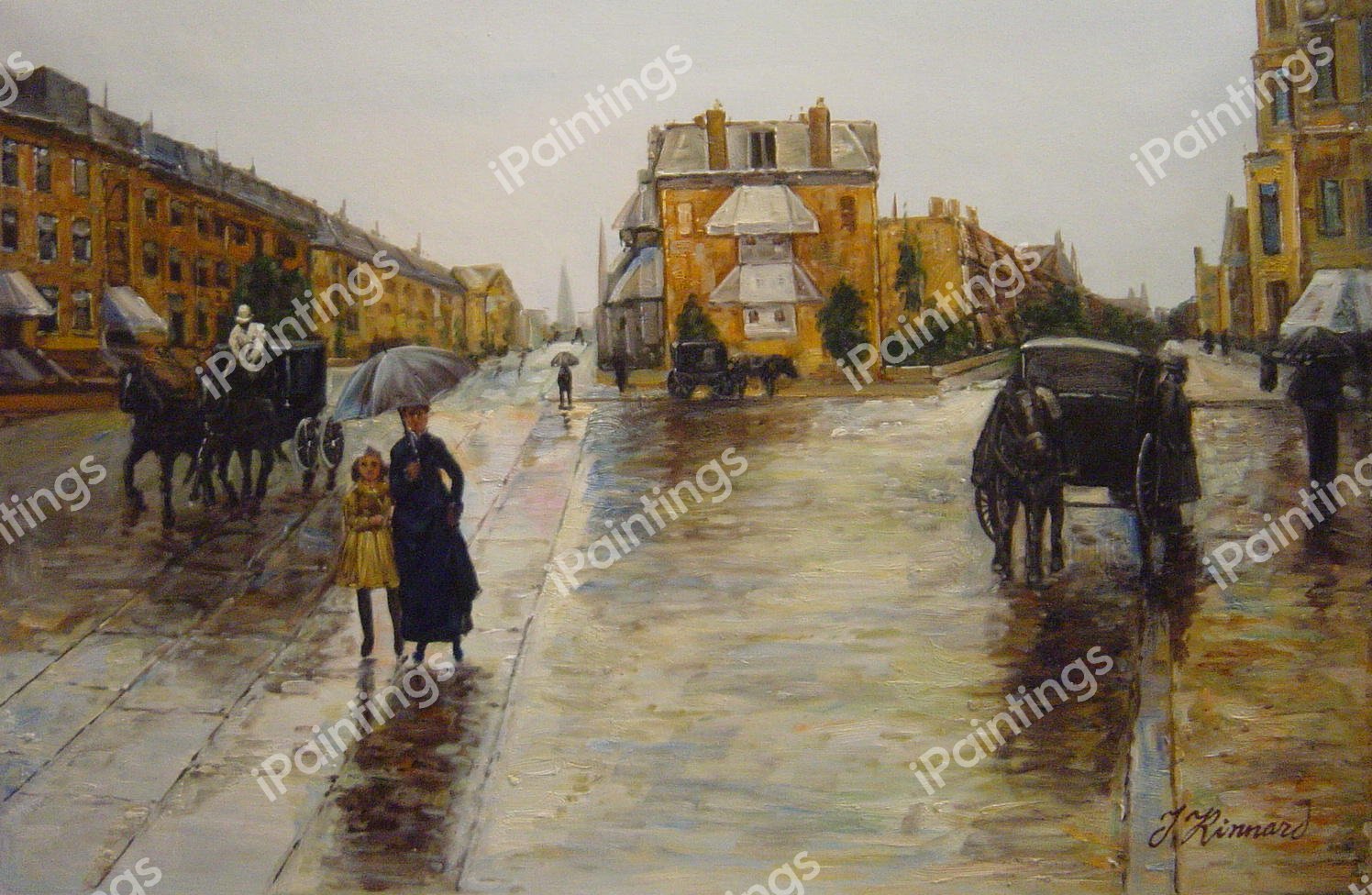 Rainy Day, Boston. The painting by Childe Hassam