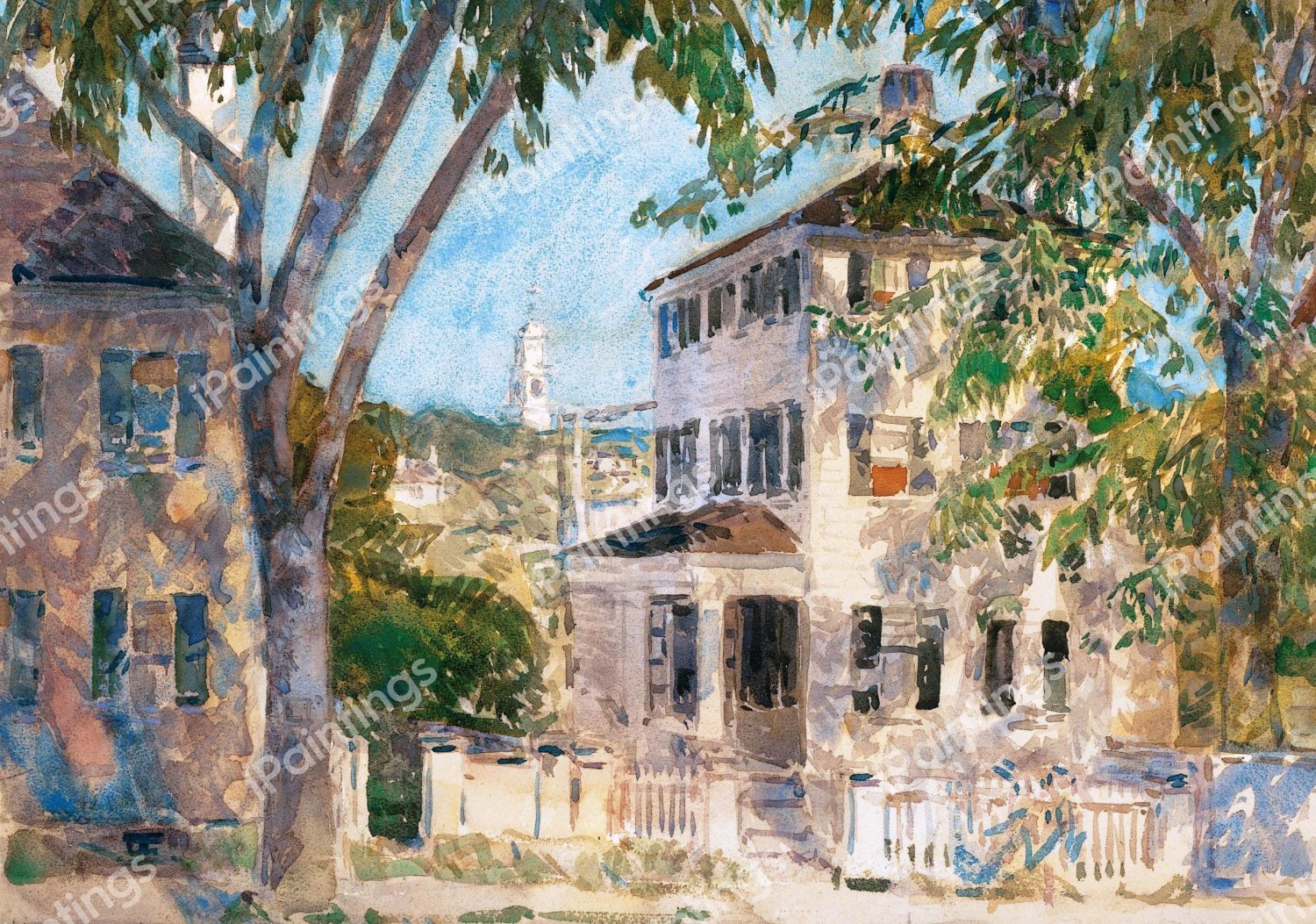 Street in Portsmouth. The painting by Childe Hassam