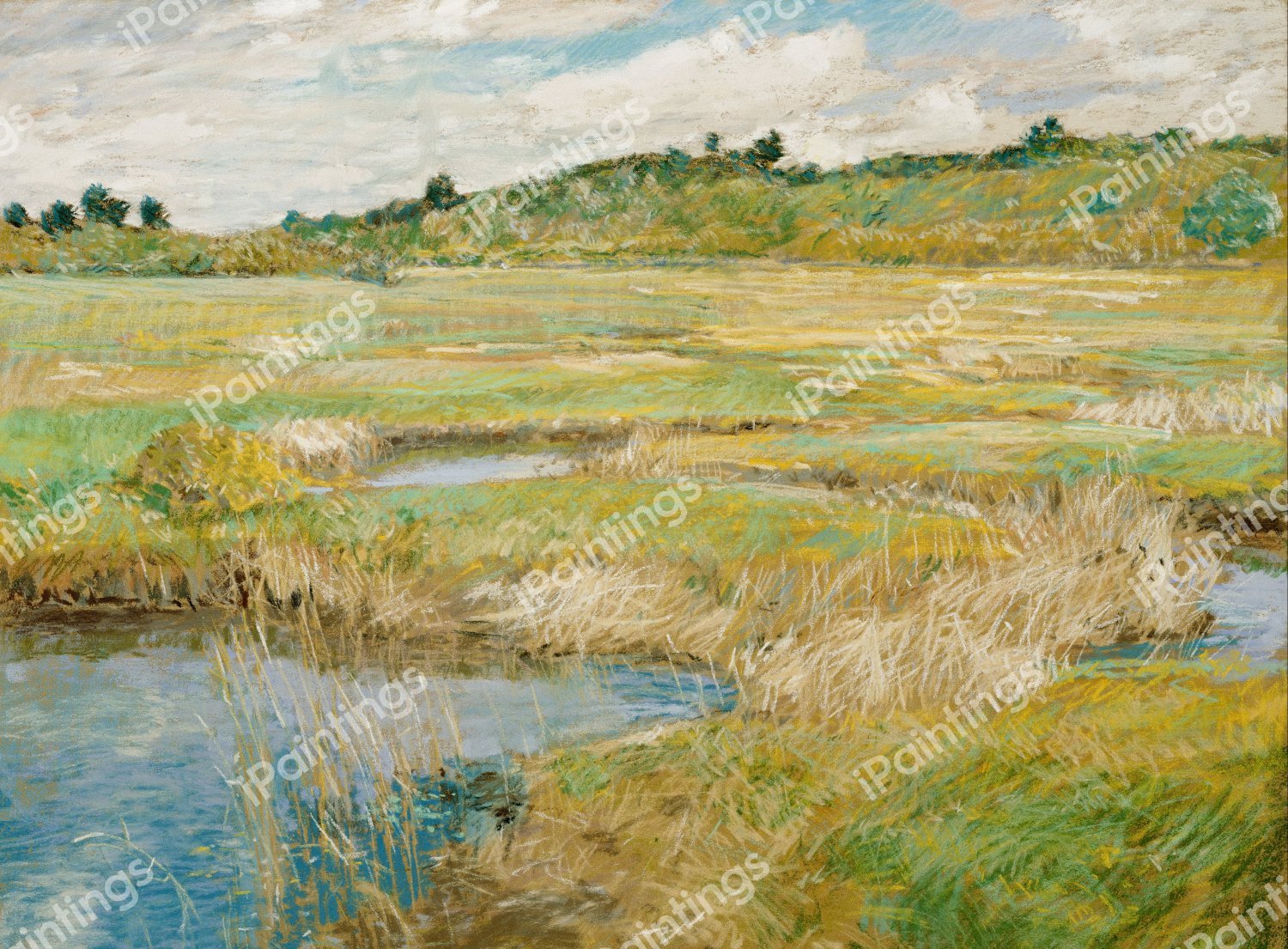 The Concord Meadow. The painting by Childe Hassam
