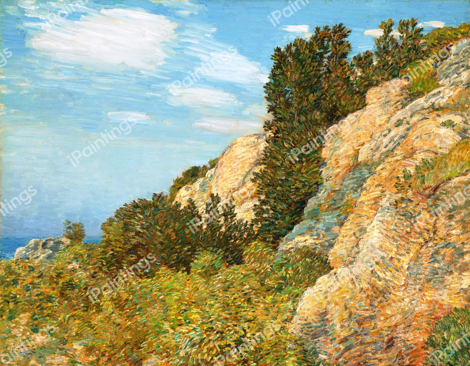 The Laurel in the Ledges, Appledore. The painting by Childe Hassam