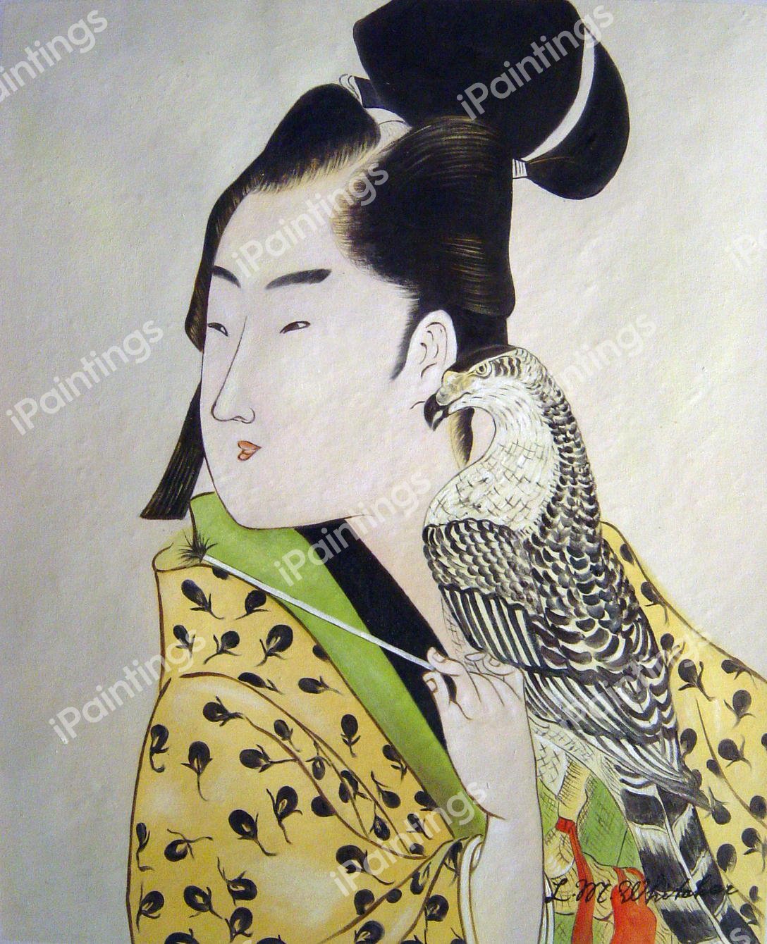 Falconer. The painting by Choensai Eishin