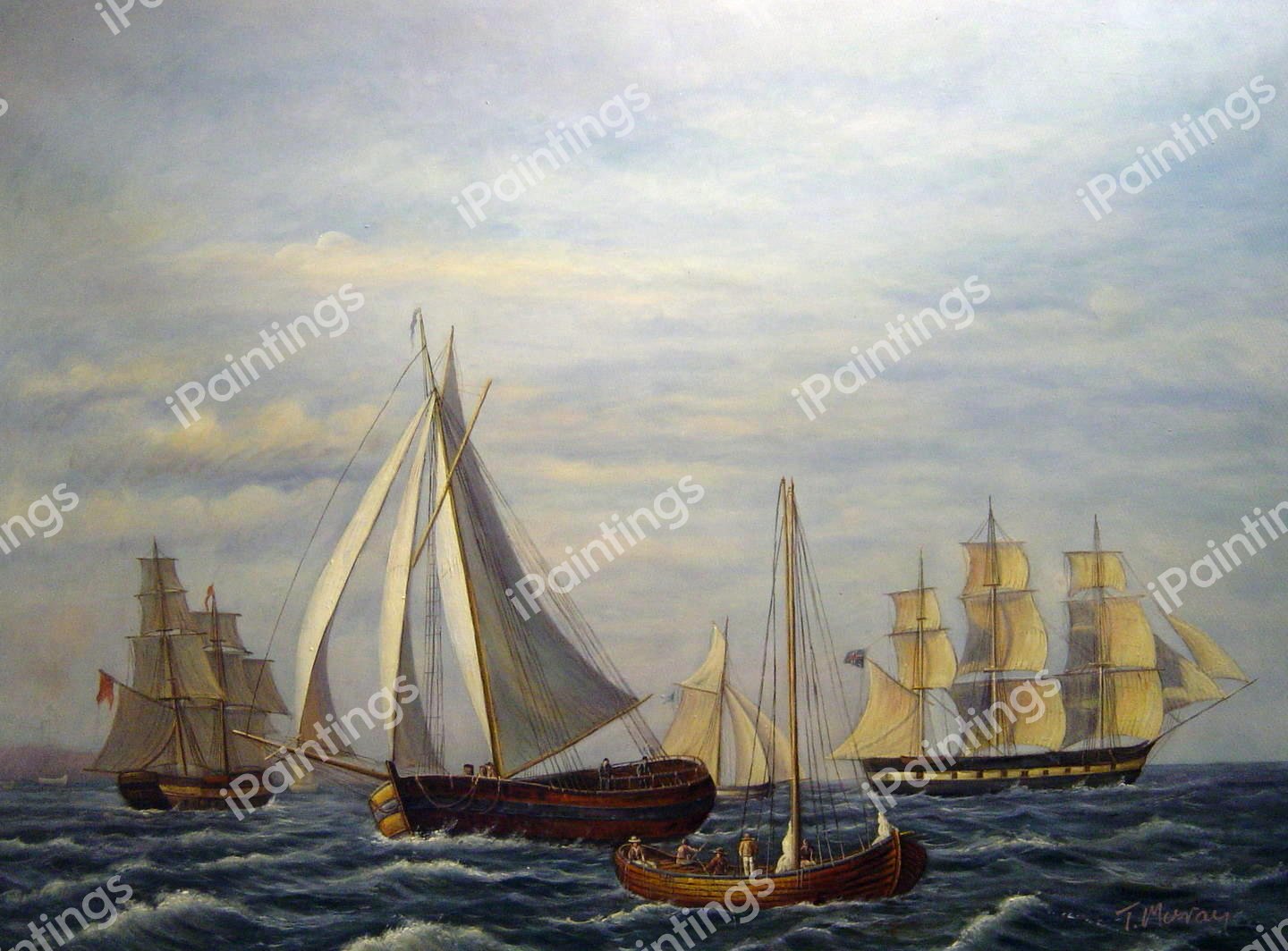 Sailing Ships. The painting by Christoffer Wilhelm Eckersberg