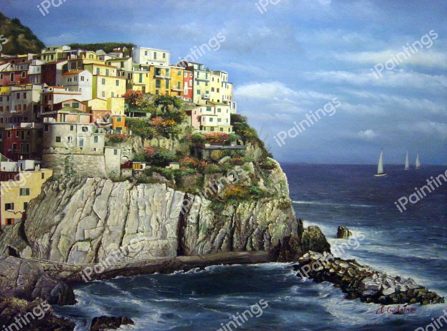 Cinque Terre, Italy. The painting by Our Originals