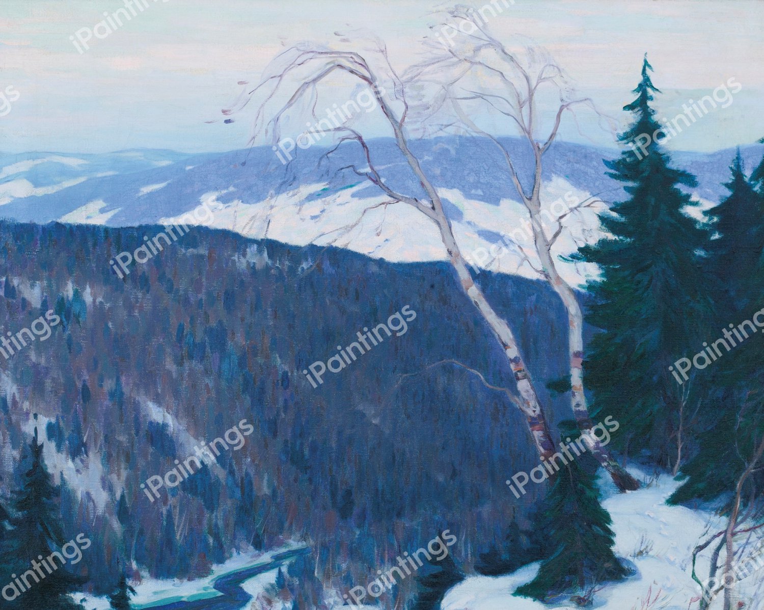 Winter Solitude, 1913. The painting by Clarence Alphonse Gagnon