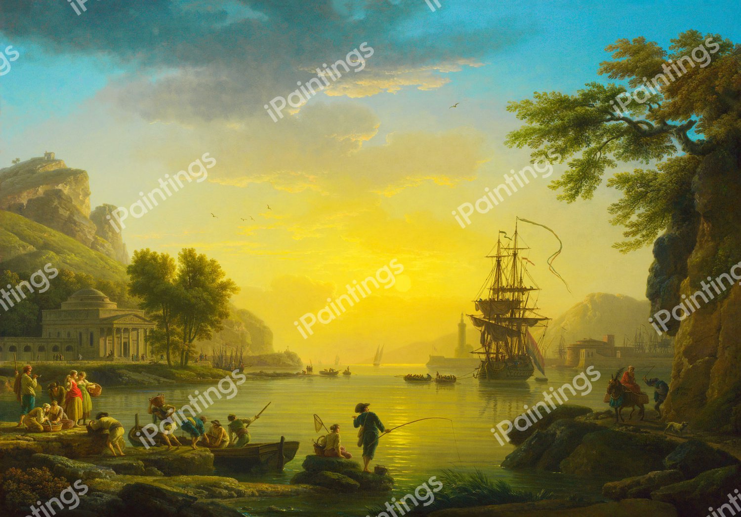 A Landscape at Sunset. The painting by Claude-Joseph Vernet