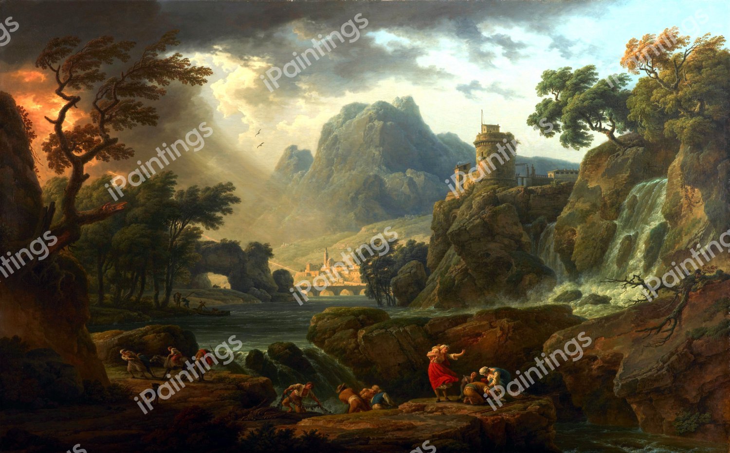 Mountain Landscape with an Approaching Storm. The painting by Claude-Joseph Vernet