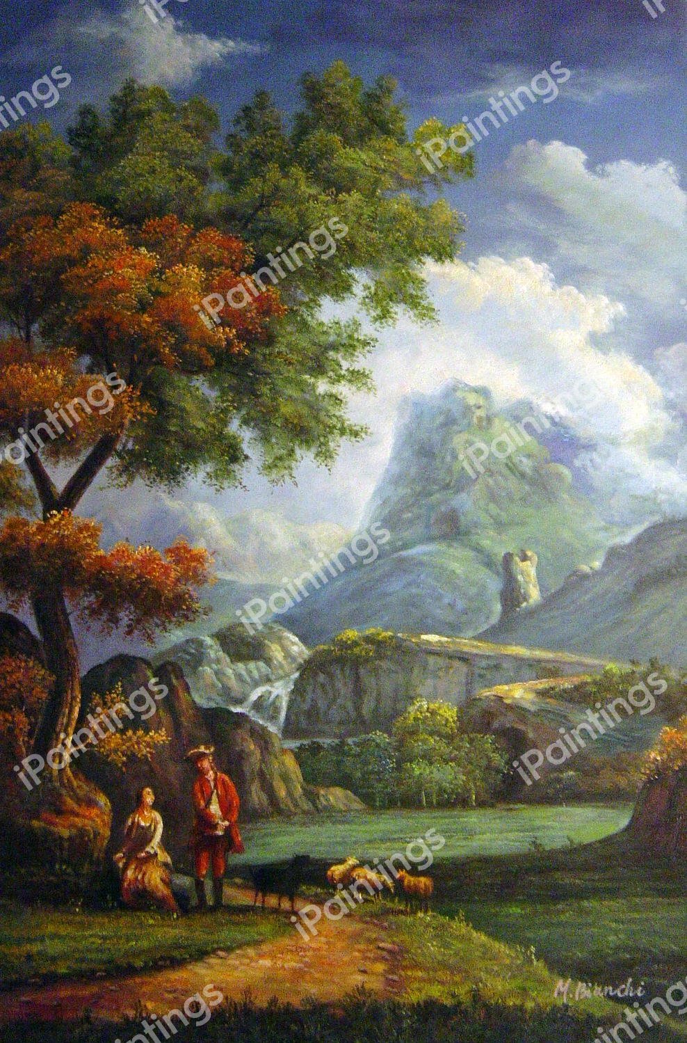 Shepherd In The Alps. The painting by Claude-Joseph Vernet