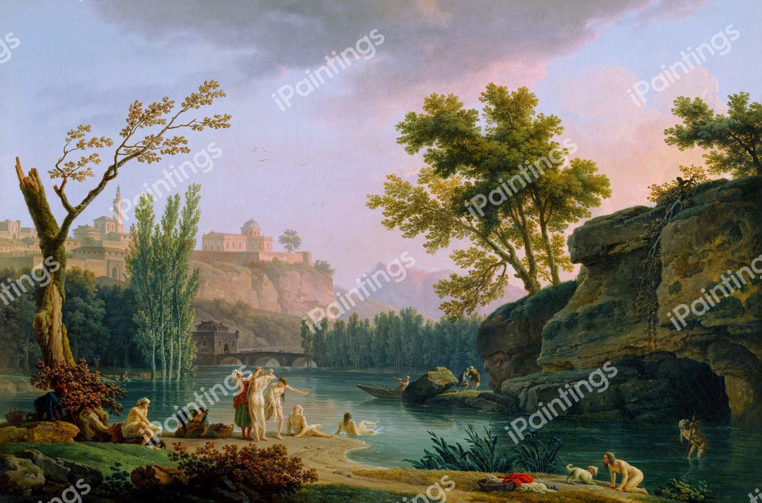 Summer Evening, Landscape in Italy. The painting by Claude-Joseph Vernet