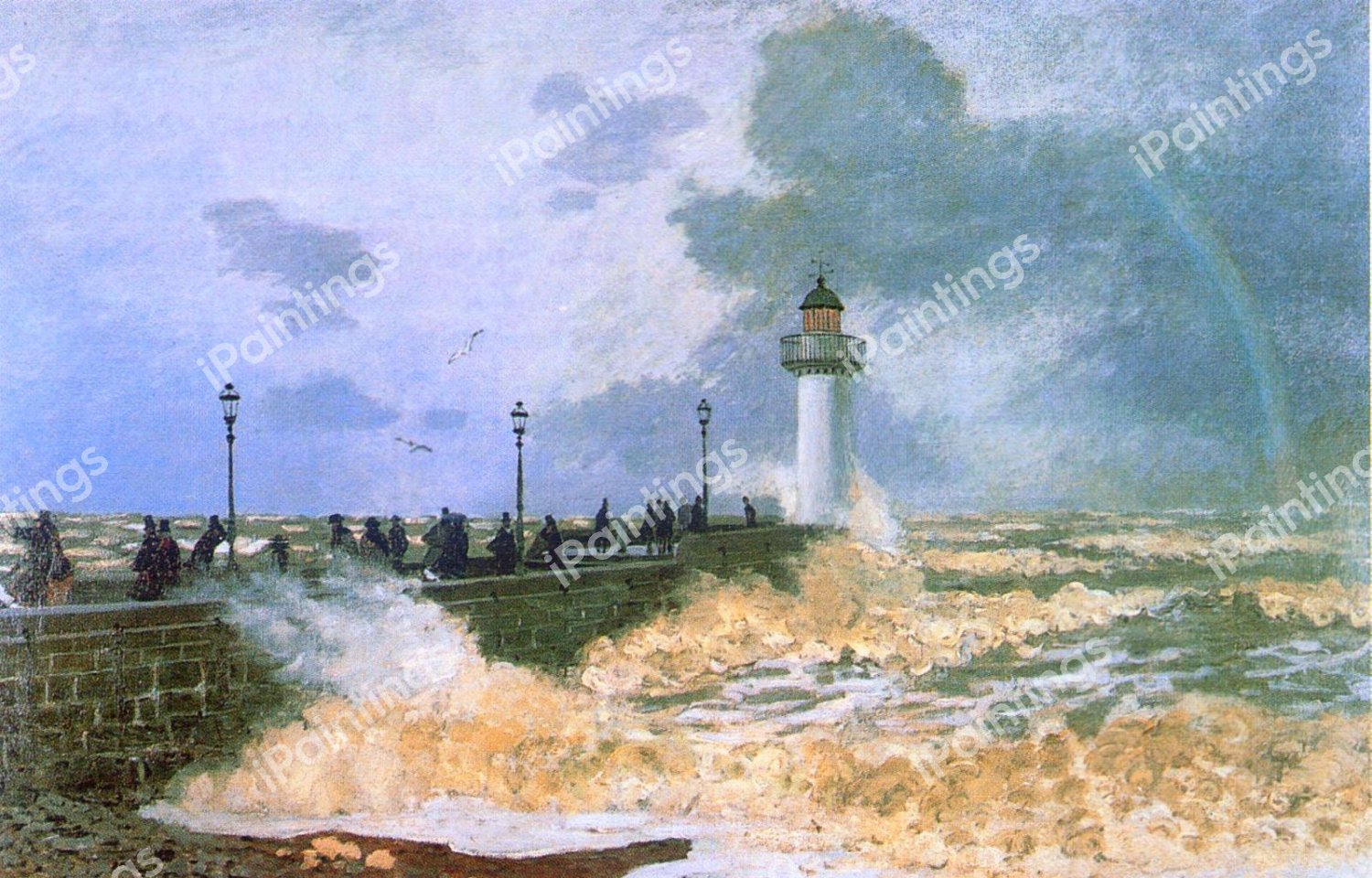 A Jetty at Le Havre. The painting by Claude Monet