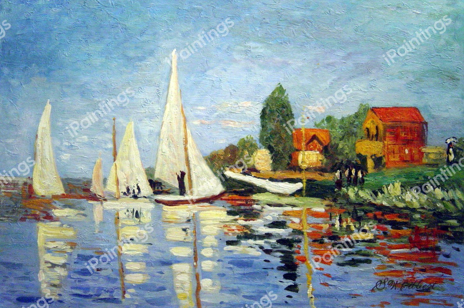 A Regatta At Argentuil. The painting by Claude Monet