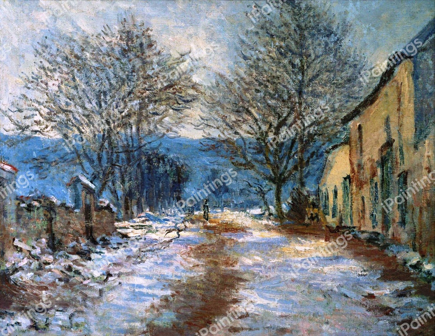 A Snow Effect at Limetz. The painting by Claude Monet