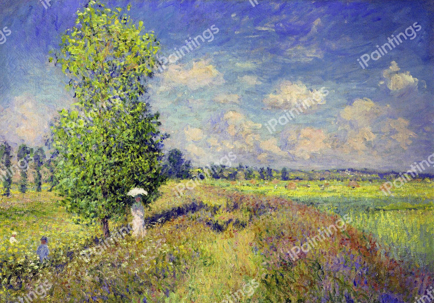 A Summer Day in the Poppy Field. The painting by Claude Monet