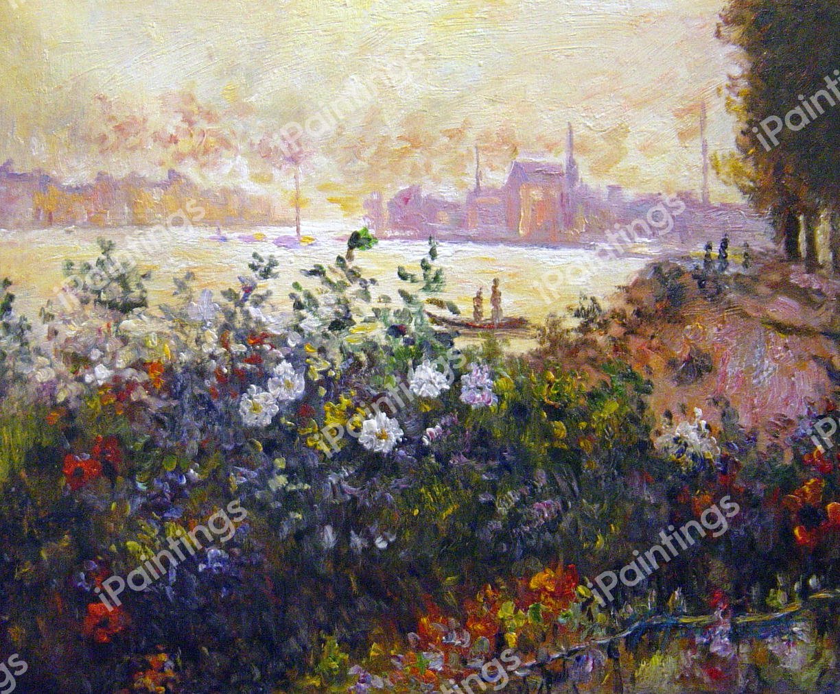 Argenteuil, Flowers By The Riverbank. The painting by Claude Monet