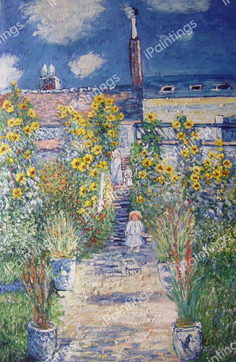 Artist's Garden At Vetheuil. The painting by Claude Monet