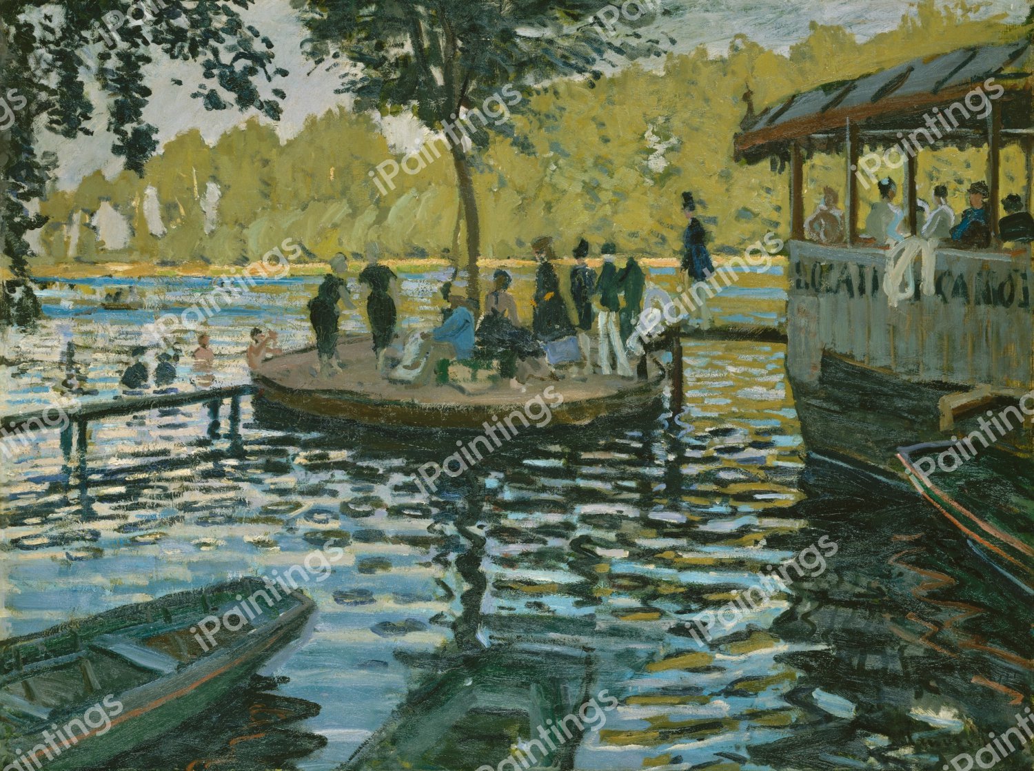 At La Grenouillere. The painting by Claude Monet
