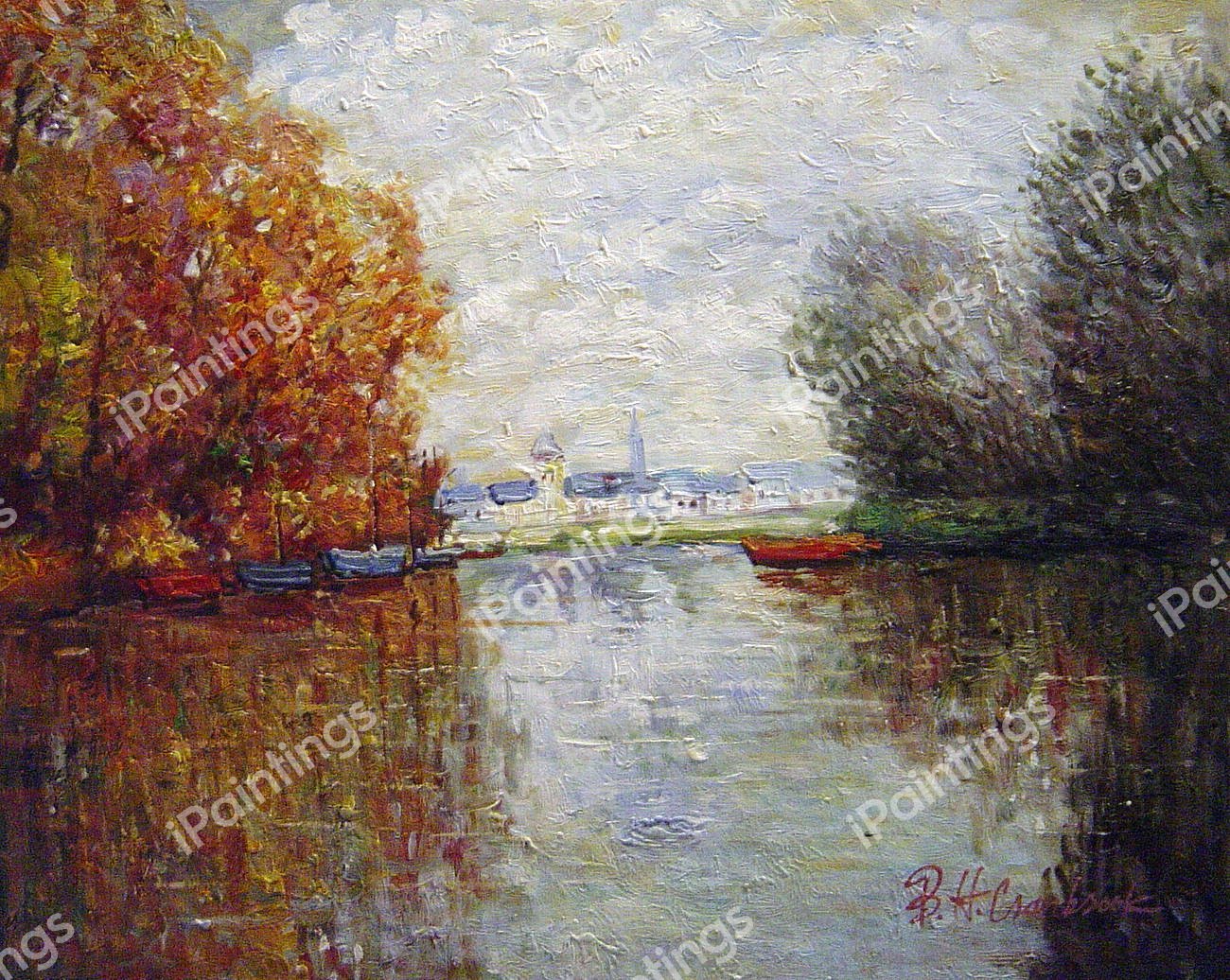 Autumn On The Seine At Aregenteuil. The painting by Claude Monet