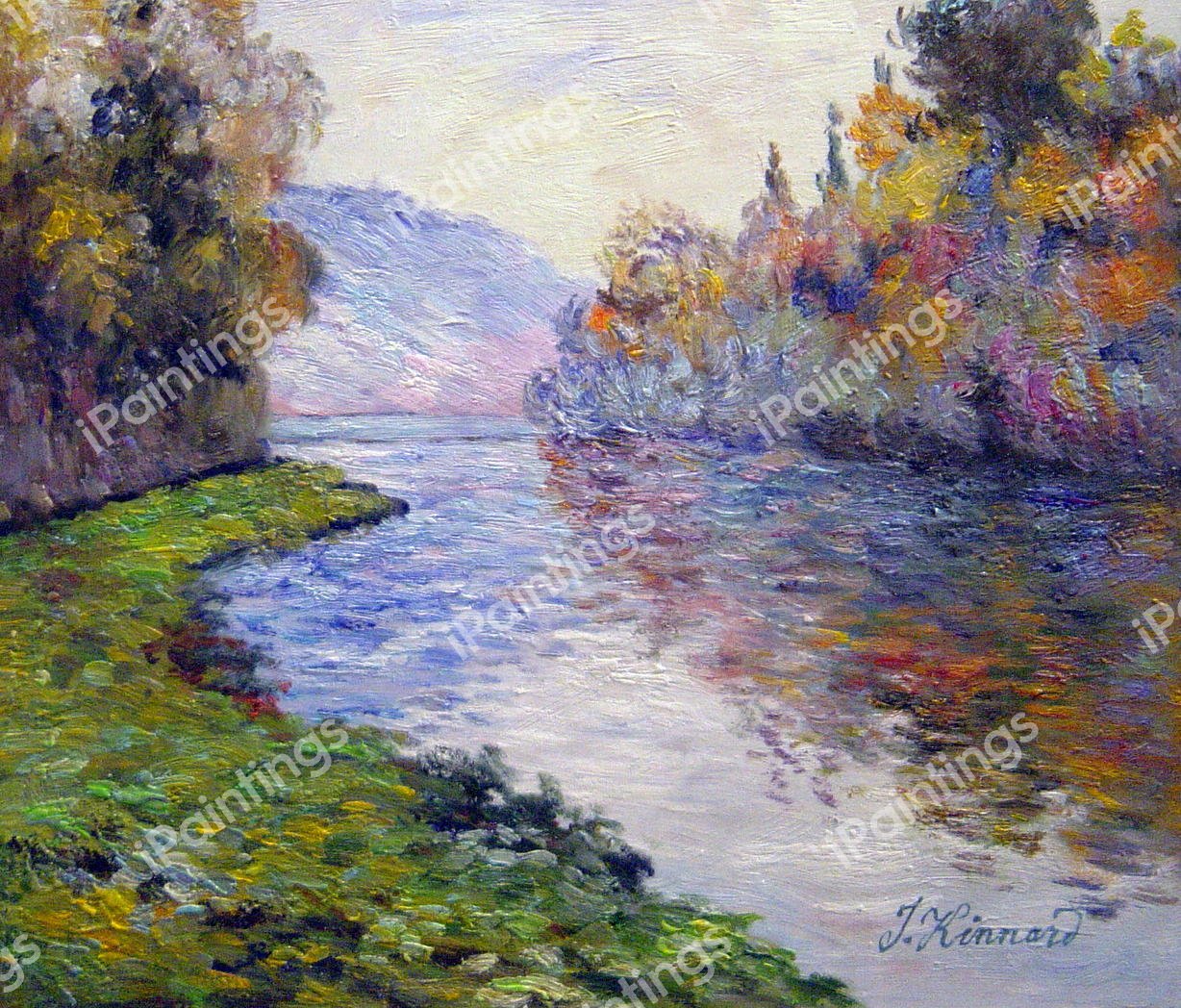 Banks Of The Seine At Jenfosse-Clear Weather. The painting by Claude Monet