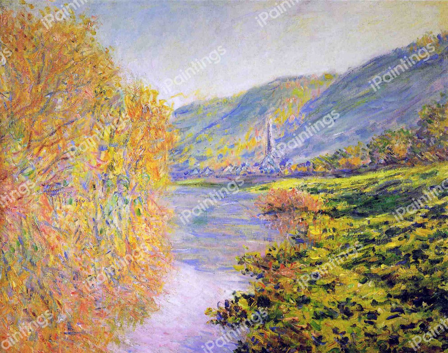 Banks of the Seine at Jeufosse, Autumn. The painting by Claude Monet