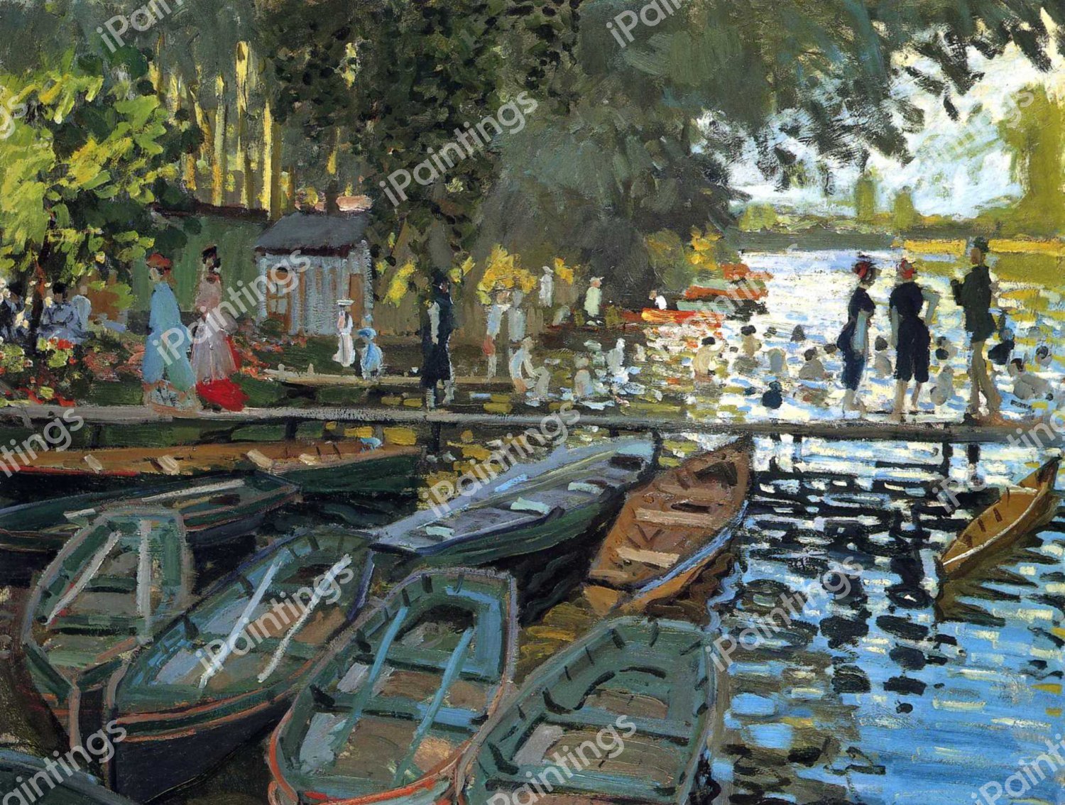 Bathers at La Grenouillere. The painting by Claude Monet