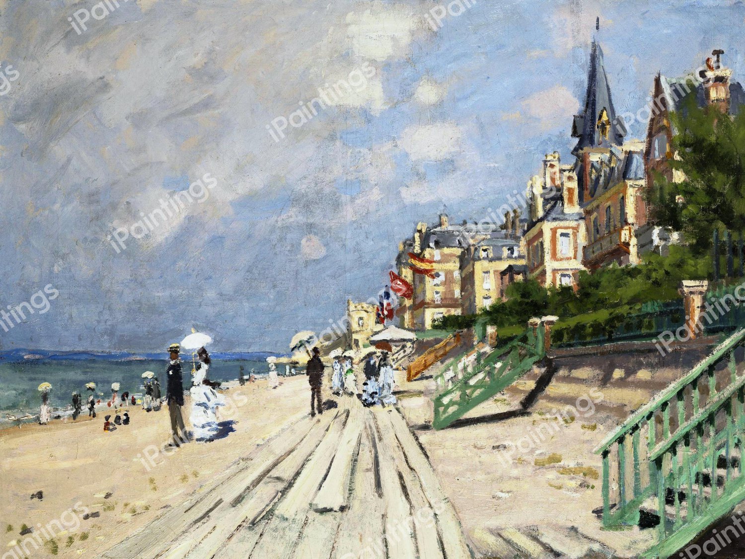 Beach at Trouville. The painting by Claude Monet