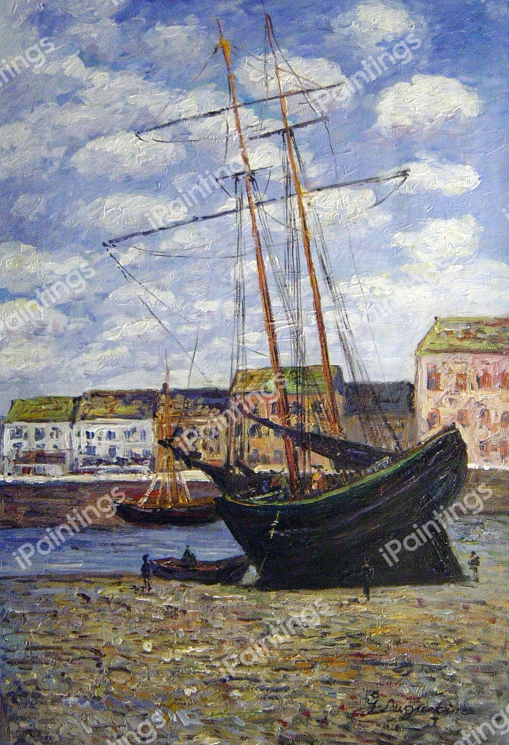 Boat At Low Tide At Fecamp. The painting by Claude Monet