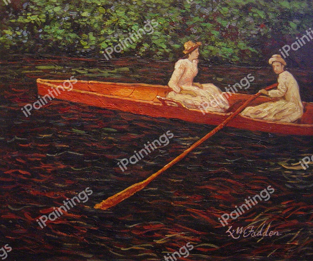 Boating On The River Epte. The painting by Claude Monet