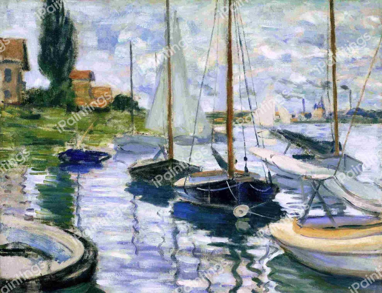 Boats at Rest, at Petit-Gennevilliers. The painting by Claude Monet
