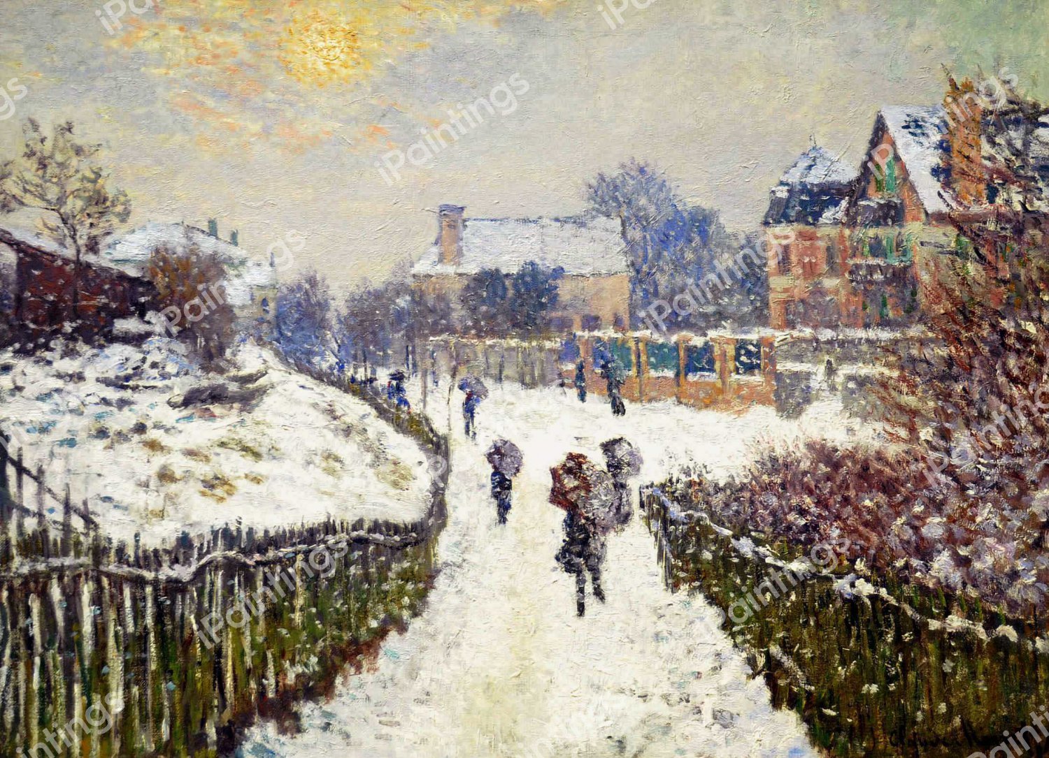 Boulevard Saint-Denis, Argenteuil, in Winter. The painting by Claude Monet