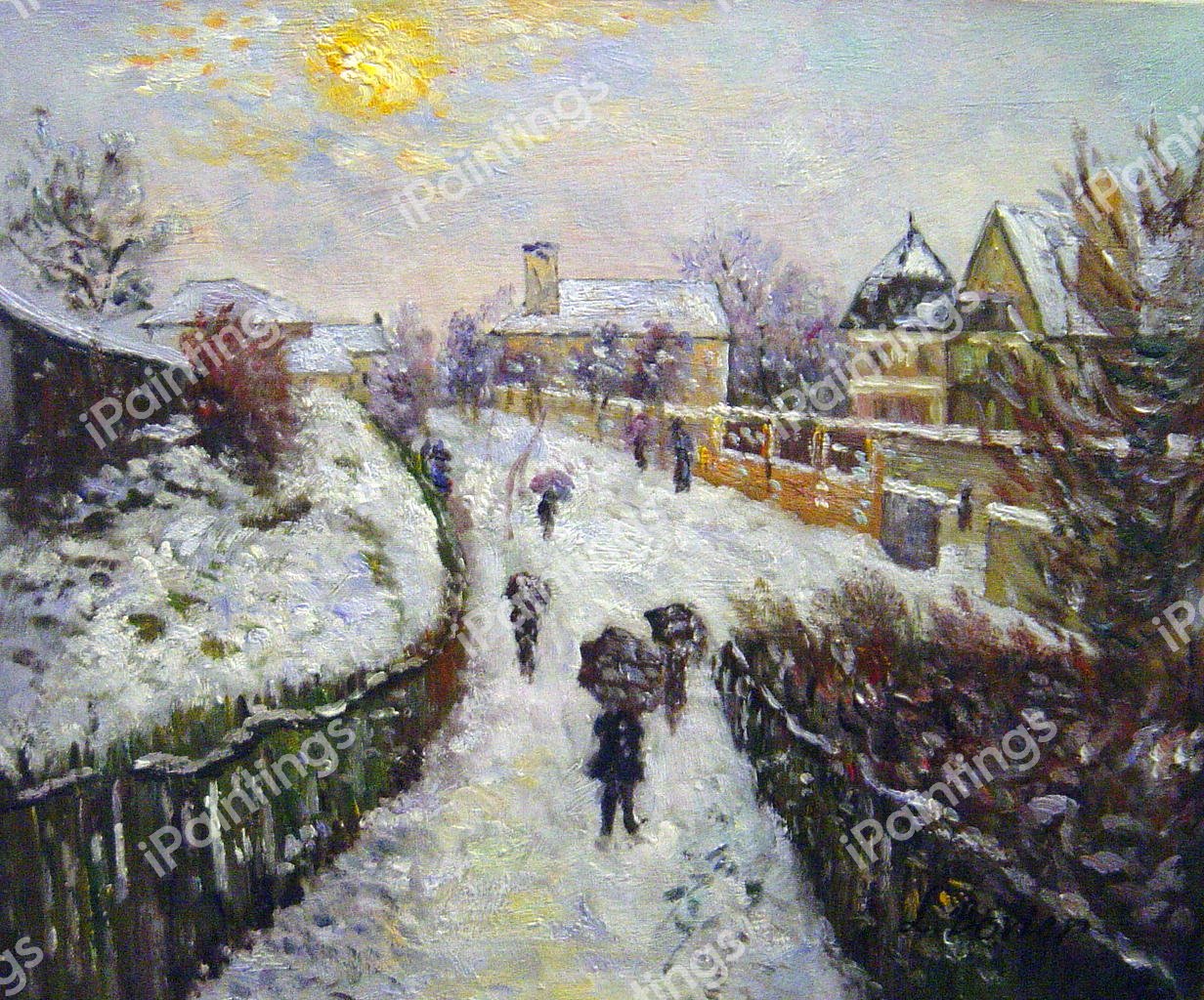Boulevard St. Denis, Argenteuil, Snow Effect. The painting by Claude Monet