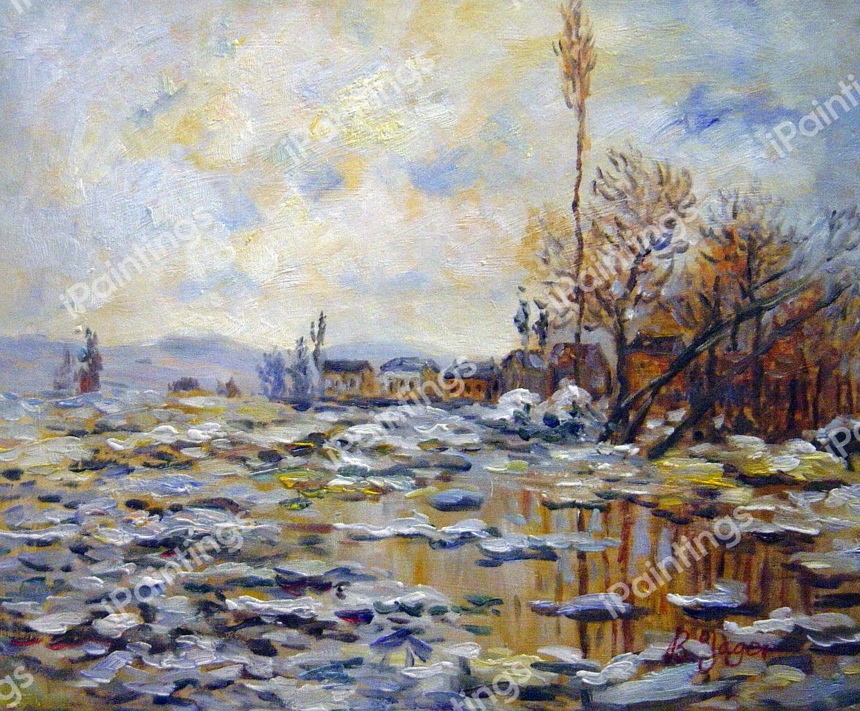 Breakup Of Ice, Grey Weather. The painting by Claude Monet
