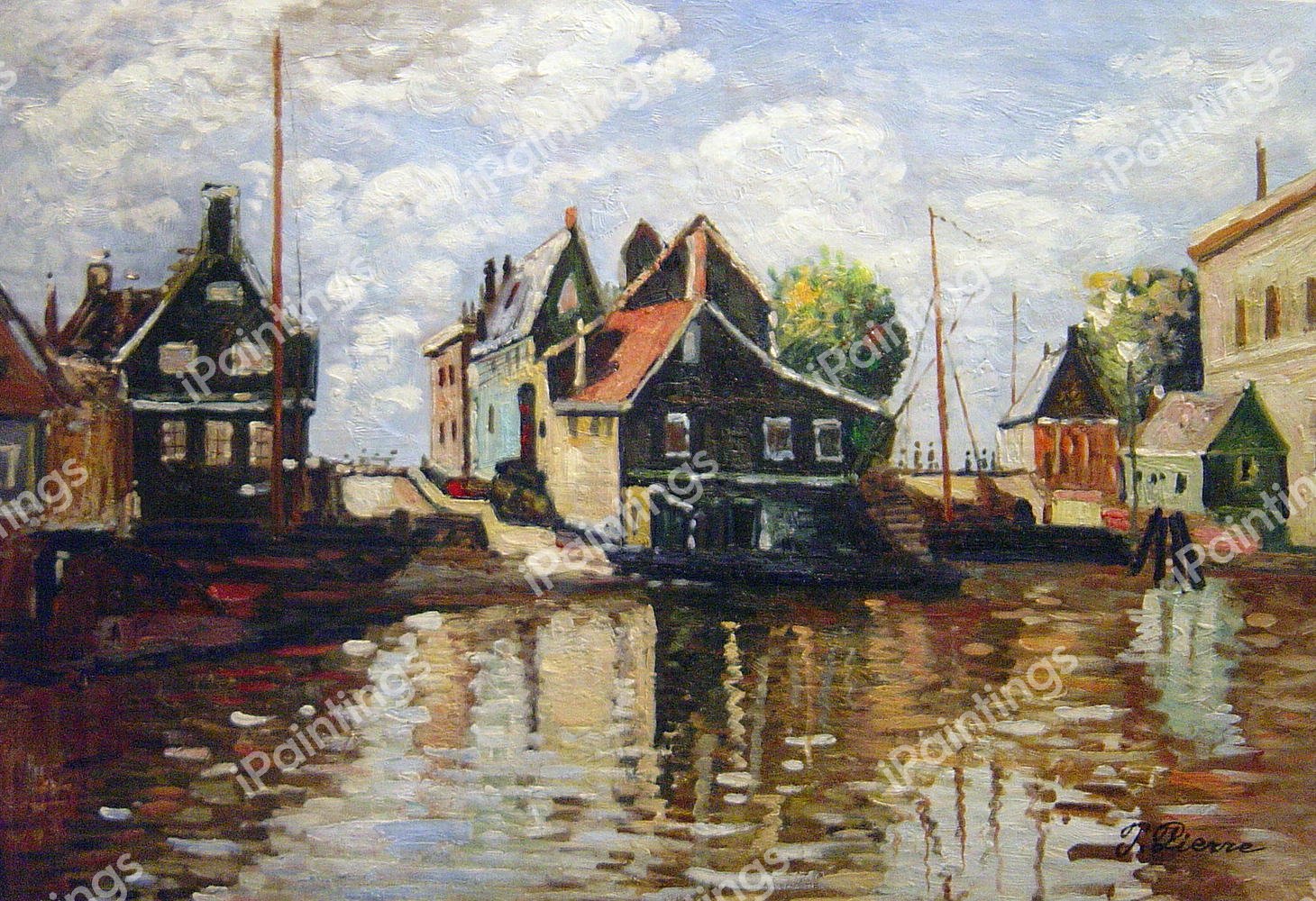 Canal In Zaandam. The painting by Claude Monet